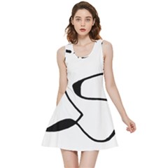 Black And White Abstract Linear Decorative Art Inside Out Reversible Sleeveless Dress by dflcprintsclothing