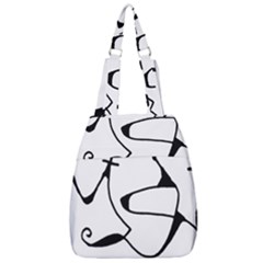 Black And White Abstract Linear Decorative Art Center Zip Backpack