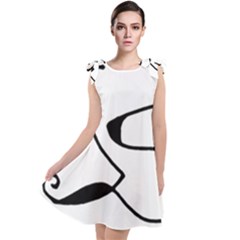 Black And White Abstract Linear Decorative Art Tie Up Tunic Dress by dflcprintsclothing