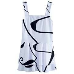 Black And White Abstract Linear Decorative Art Kids  Layered Skirt Swimsuit