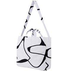 Black And White Abstract Linear Decorative Art Square Shoulder Tote Bag by dflcprintsclothing