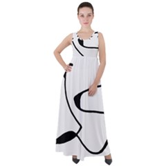 Black And White Abstract Linear Decorative Art Empire Waist Velour Maxi Dress by dflcprintsclothing