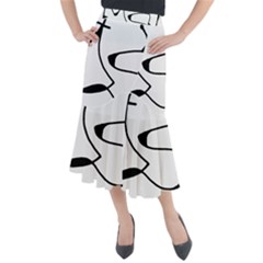 Black And White Abstract Linear Decorative Art Midi Mermaid Skirt