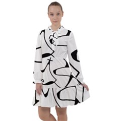 Black And White Abstract Linear Decorative Art All Frills Chiffon Dress by dflcprintsclothing