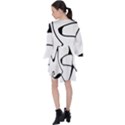 Black And White Abstract Linear Decorative Art V-Neck Flare Sleeve Mini Dress View2