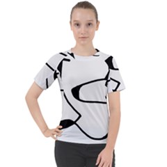 Black And White Abstract Linear Decorative Art Women s Sport Raglan Tee