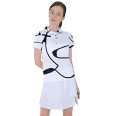 Black And White Abstract Linear Decorative Art Women s Polo Tee