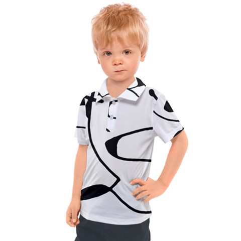 Black And White Abstract Linear Decorative Art Kids  Polo Tee by dflcprintsclothing