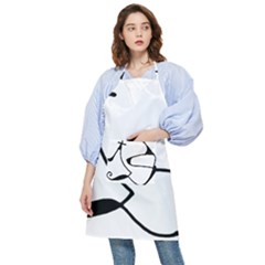 Black And White Abstract Linear Decorative Art Pocket Apron