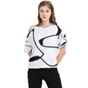 Black And White Abstract Linear Decorative Art One Shoulder Cut Out Tee View1