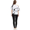 Black And White Abstract Linear Decorative Art One Shoulder Cut Out Tee View2