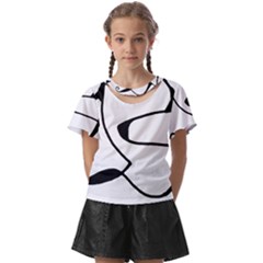 Black And White Abstract Linear Decorative Art Kids  Front Cut Tee by dflcprintsclothing