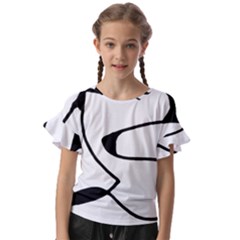 Black And White Abstract Linear Decorative Art Kids  Cut Out Flutter Sleeves by dflcprintsclothing