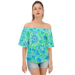 Blue Flower Power Off Shoulder Short Sleeve Top