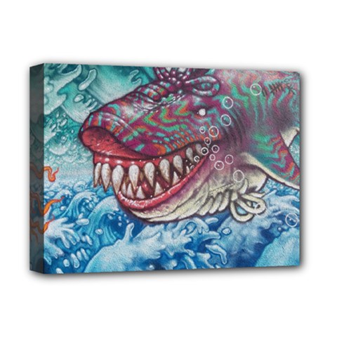 Wth Shark Deluxe Canvas 16  X 12  (stretched)  by SomethingForEveryone