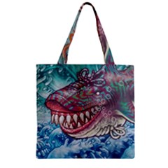 Wth Shark Zipper Grocery Tote Bag by SomethingForEveryone