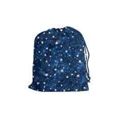 Dark Blue Stars Drawstring Pouch (medium)