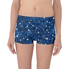 Dark Blue Stars Reversible Boyleg Bikini Bottoms by AnkouArts