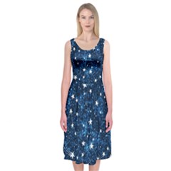 Dark Blue Stars Midi Sleeveless Dress