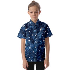 Dark Blue Stars Kids  Short Sleeve Shirt