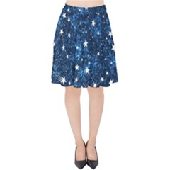 Dark Blue Stars Velvet High Waist Skirt by AnkouArts