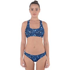 Dark Blue Stars Cross Back Hipster Bikini Set