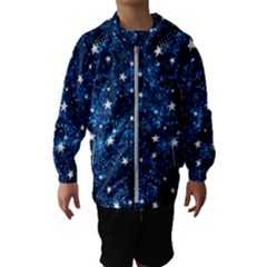 Dark Blue Stars Kids  Hooded Windbreaker by AnkouArts