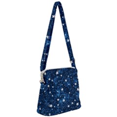 Dark Blue Stars Zipper Messenger Bag