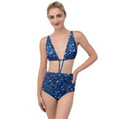 Dark Blue Stars Tied Up Two Piece Swimsuit by AnkouArts