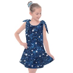 Dark Blue Stars Kids  Tie Up Tunic Dress