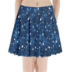 Dark Blue Stars Pleated Mini Skirt by AnkouArts