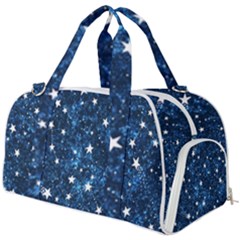 Dark Blue Stars Burner Gym Duffel Bag by AnkouArts