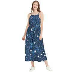 Dark Blue Stars Boho Sleeveless Summer Dress