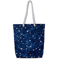 Dark Blue Stars Full Print Rope Handle Tote (small)