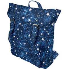 Dark Blue Stars Buckle Up Backpack by AnkouArts