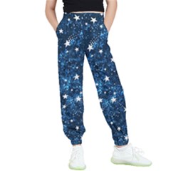 Dark Blue Stars Kids  Elastic Waist Pants by AnkouArts