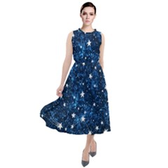 Dark Blue Stars Round Neck Boho Dress