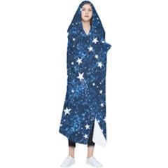 Dark Blue Stars Wearable Blanket by AnkouArts