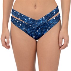 Dark Blue Stars Double Strap Halter Bikini Bottom by AnkouArts