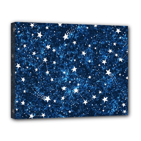 Dark Blue Stars Canvas 14  X 11  (stretched) by AnkouArts