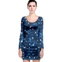 Dark Blue Stars Long Sleeve Bodycon Dress View1