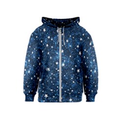 Dark Blue Stars Kids  Zipper Hoodie