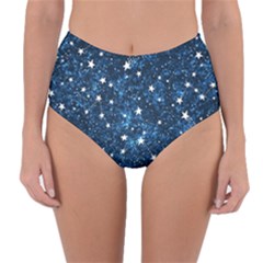 Dark Blue Stars Reversible High-waist Bikini Bottoms