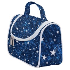 Dark Blue Stars Satchel Handbag by AnkouArts