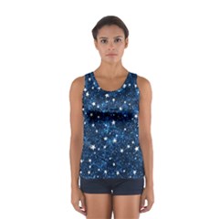 Dark Blue Stars Sport Tank Top  by AnkouArts