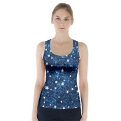 Dark Blue Stars Racer Back Sports Top by AnkouArts