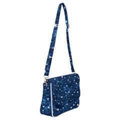 Dark Blue Stars Shoulder Bag With Back Zipper by AnkouArts