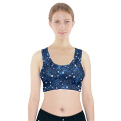 Dark Blue Stars Sports Bra With Pocket by AnkouArts