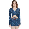 Dark Blue Stars Velvet Wrap Crop Top and Shorts Set View1