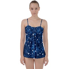 Dark Blue Stars Babydoll Tankini Set by AnkouArts